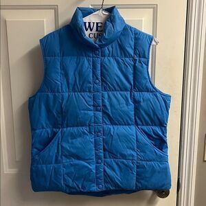 Land’s End Women’s Blue Goose Down Snap Puffer Vest- M (8-10)